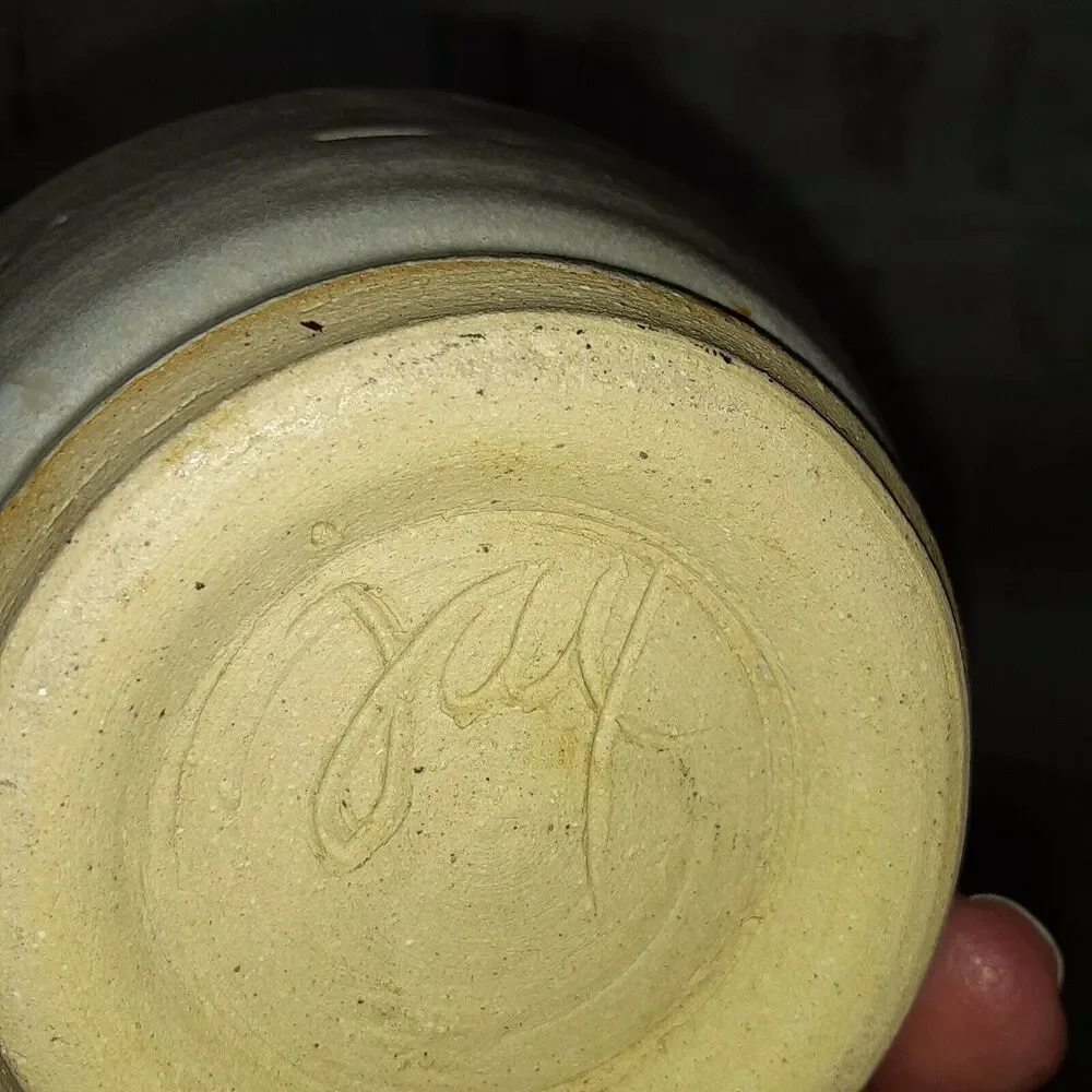 Jay? Pottery Glazed Ocean/ Creams Vase NOTE